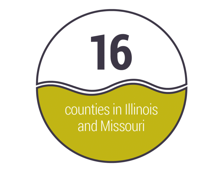 16 counties in Illinois and Missouri
